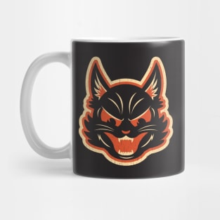 Vintage Angry Halloween Cat Version 2 Mug